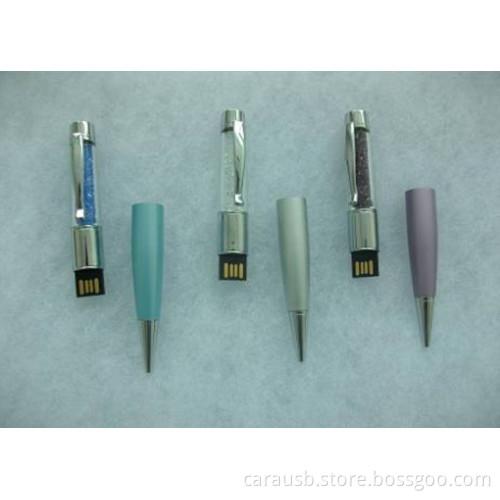 USB disk manufacturers CaraUSB custom crystal pen flash drive gifts drill multi-select pen shell color can be customized Logo